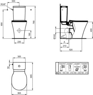 IDEAL STANDARD CONNECT AIR - splachovací nádržka na WC 300x180x380 mm, mechanická v bílé lesklé barvě - 6/3l technologie dvojitého splachování #E073301 - Bílá (Alpine), obrázek 8