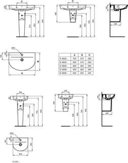 IDEAL STANDARD Connect Air umyvadlo 500x450mm, s 1 otvorem pro baterii, s otvorem pro přepad (kulatý) #E069901 - Bílá (Alpine), obrázek 7