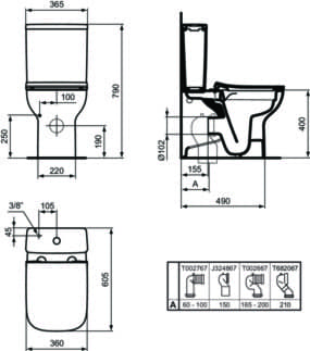 IDEAL STANDARD I.LIFE S - splachovací nádržka na WC 365x150x390 mm, mechanická v bílé lesklé barvě - 4,5/3l technologie dvojitého splachování #T473501 - Bílá (Alpine), obrázek 8