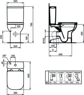 IDEAL STANDARD I.LIFE S - splachovací nádržka na WC 365x150x390 mm, mechanická v bílé lesklé barvě - 4,5/3l technologie dvojitého splachování #T473501 - Bílá (Alpine), obrázek 7