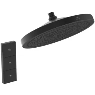 IDEAL STANDARD IDEALRAIN SOLOS - Sprchová hlavice 300x300x93 mm v černé barvě, 12 l/min (3 bary) - Variabilní režimy proudu, WRAS #A7889XG - Silk Black