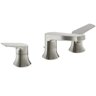 IDEAL STANDARD LDV - Dvouručková umyvadlová baterie 324x183x105 mm, svislá vzdálenost ke středové výpusti 130 mm, stříbrná bouře, 3,8 l/min (3 bary), s výsuvným odpadem - EasyFix, PVD technologie #BD661GN - nerezová ocel