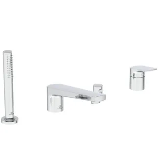 IDEAL STANDARD LDV - Vanová baterie na okraj vany 303x243x202 mm, svislá vzdálenost ke středové výpusti 120 mm, chrom, 8,0 l/min (3 bary) - technologie Click, FirmaFlow, povrch SmartShine #BD671AA - chrom