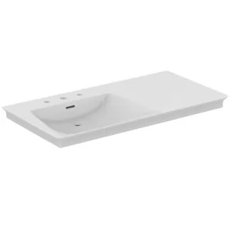 IDEAL STANDARD LDV - Nábytkové umyvadlo 1060x535x145 mm v bílé barvě, 3 otvory pro baterii, s přepadem - IdealPlus #E2678MA - Bílá (Alpine) s Ideal Plus