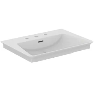 IDEAL STANDARD LDV - Nábytkové umyvadlo 660x470x145 mm v bílé barvě, 3 otvory pro baterii, s přepadem - IdealPlus #E2675MA - White (Alpine) s Ideal Plus