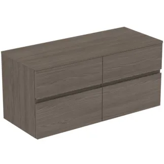 IDEAL STANDARD FINESSE - toaletní skříňka 1202x505x558 mm v tmavém jilmu, 4 zásuvky - bez úchytky, s plným výsuvem, SoftClosing, předem smontovaná, dřevo z udržitelných zdrojů #E3437UR