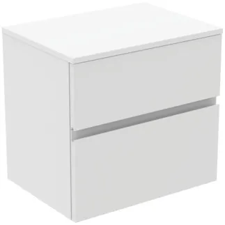 IDEAL STANDARD FINESSE - toaletní skříňka 602x440x558 mm v bílém matném laku, 2 zásuvky - bez úchytky, s plným výsuvem, SoftClosing, předem smontovaná, dřevo z udržitelných zdrojů #E3422Y1 - Bílá matná