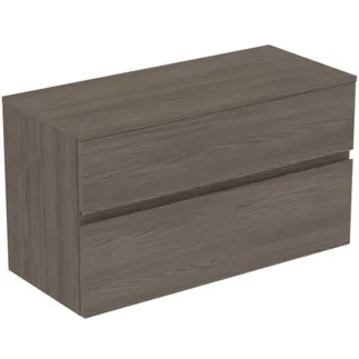 IDEAL STANDARD FINESSE - toaletní skříňka 1002x440x558 mm v tmavém jilmu, 2 zásuvky - bez úchytky, s plným výsuvem, SoftClosing, předem smontovaná, dřevo z udržitelných zdrojů #E3424UR