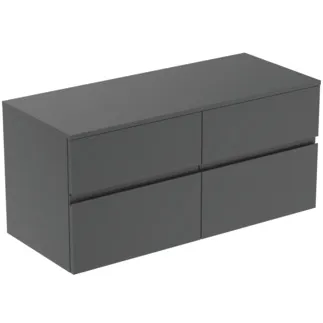 IDEAL STANDARD FINESSE - toaletní skříňka 1202x505x558 mm v antracitově matném laku, 4 zásuvky - bez úchytky, s plným výsuvem, SoftClosing, předem smontovaná, dřevo z udržitelných zdrojů #E3437Y2 - antracitově matná
