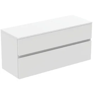 IDEAL STANDARD FINESSE - toaletní skříňka 1202x440x558 mm v bílém matném laku, 2 zásuvky - bez úchytky, s plným výsuvem, SoftClosing, předem smontovaná, dřevo z udržitelných zdrojů #E3421Y1 - Bílá matná