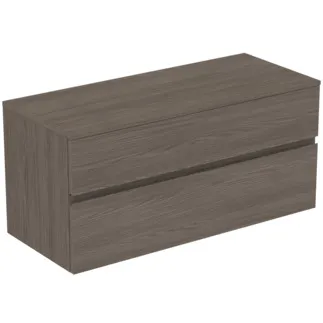 IDEAL STANDARD FINESSE - toaletní skříňka 1202x505x558 mm v tmavém jilmu, 2 zásuvky - bez úchytky, s plným výsuvem, SoftClosing, předem smontovaná, dřevo z udržitelných zdrojů #E3431UR