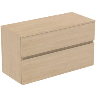 IDEAL STANDARD FINESSE - toaletní skříňka 1002x440x558 mm, bílý dub, 2 zásuvky - bez úchytky, plný výsuv, SoftClosing, předmontováno, dřevo z udržitelných zdrojů #E3424US