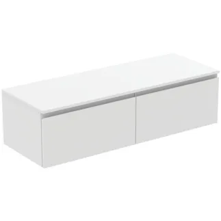 IDEAL STANDARD FINESSE - toaletní skříňka 1402x505x378 mm v bílém matném laku, 2 zásuvky - bez úchytky, s plným výsuvem, SoftClosing, předem smontovaná, dřevo z udržitelných zdrojů #E3432Y1 - Bílá matná