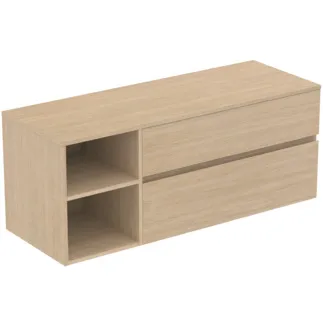 IDEAL STANDARD FINESSE - toaletní skříňka 1402x505x558 mm, bílý dub, 2 zásuvky - bez úchytky, plnovýsuv, SoftClosing, předmontováno, dřevo z udržitelných zdrojů #E3439US