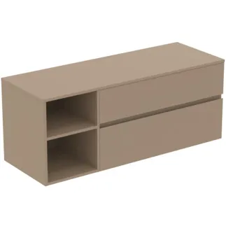 IDEAL STANDARD FINESSE - toaletní skříňka 1402x505x558 mm v béžové matné barvě, 2 zásuvky - bez úchytky, s plným výsuvem, SoftClosing, předem smontovaná, dřevo z udržitelných zdrojů #E3439UP