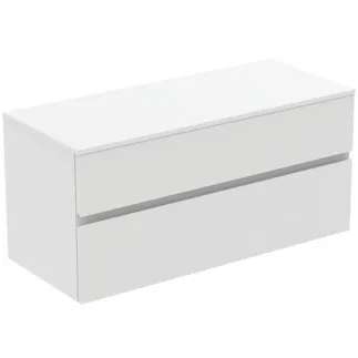 IDEAL STANDARD FINESSE - toaletní skříňka 1202x505x558 mm v bílém matném laku, 2 zásuvky - bez úchytky, s plným výsuvem, SoftClosing, předem smontovaná, dřevo z udržitelných zdrojů #E3431Y1 - Bílá matná