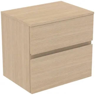 IDEAL STANDARD FINESSE - toaletní skříňka 602x440x558 mm, bílý dub, 2 zásuvky - bez úchytky, plnovýsuv, SoftClosing, předmontováno, dřevo z udržitelných zdrojů #E3422US