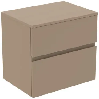 IDEAL STANDARD FINESSE - toaletní skříňka 602x440x558 mm v béžové matné barvě, 2 zásuvky - bez úchytky, s plným výsuvem, SoftClosing, předem smontovaná, dřevo z udržitelných zdrojů #E3422UP