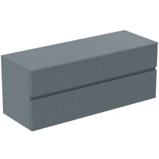 IDEAL STANDARD FINESSE - toaletní skříňka 1402x505x558 mm v jasanově modré matné barvě, 4 zásuvky - bez úchytek, s plným výsuvem, SoftClosing, předem smontovaná, dřevo z udržitelných zdrojů #E3441UQ