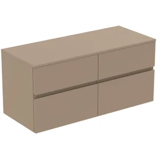 IDEAL STANDARD FINESSE - toaletní skříňka 1202x505x558 mm v béžové matné barvě, 4 zásuvky - bez úchytky, s plným výsuvem, SoftClosing, předem smontovaná, dřevo z udržitelných zdrojů #E3437UP