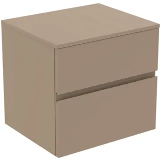 IDEAL STANDARD FINESSE - toaletní skříňka 602x505x558 mm v béžové matné barvě, 2 zásuvky - bez úchytky, s plným výsuvem, SoftClosing, předem smontovaná, dřevo z udržitelných zdrojů #E3433UP