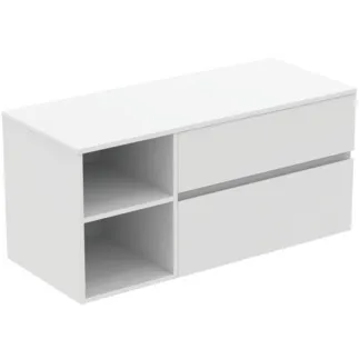 IDEAL STANDARD FINESSE - toaletní skříňka 1202x505x558 mm v bílém matném laku, 2 zásuvky - bez úchytky, s plným výsuvem, SoftClosing, předem smontovaná, dřevo z udržitelných zdrojů #E3438Y1 - Bílá matná