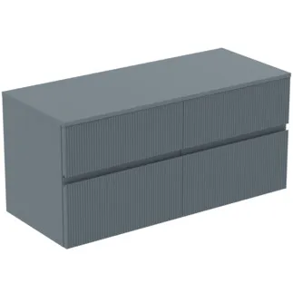 IDEAL STANDARD FINESSE - toaletní skříňka 1202x505x558 mm v jasanově modré matné barvě, 4 zásuvky - bez úchytky, s plným výsuvem, SoftClosing, předem smontovaná, dřevo z udržitelných zdrojů #E3437UQ
