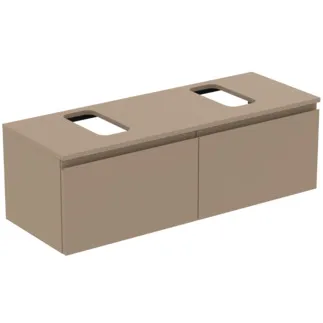 IDEAL STANDARD FINESSE - toaletní skříňka 1202x440x388 mm v béžové matné barvě, 2 zásuvky - bez úchytky, s plným výsuvem, SoftClosing, předem smontovaná, dřevo z udržitelných zdrojů #E3475UP