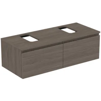 IDEAL STANDARD FINESSE - toaletní skříňka 1202x505x378 mm v tmavém jilmu, 2 zásuvky - bez úchytky, s plným výsuvem, SoftClosing, předem smontovaná, dřevo z udržitelných zdrojů #E3494UR