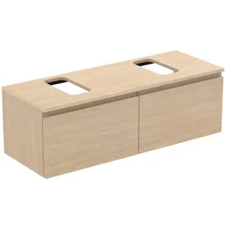 IDEAL STANDARD FINESSE - toaletní skříňka 1202x440x388 mm, bílý dub, 2 zásuvky - bez úchytky, plný výsuv, SoftClosing, předmontováno, dřevo z udržitelných zdrojů #E3475US