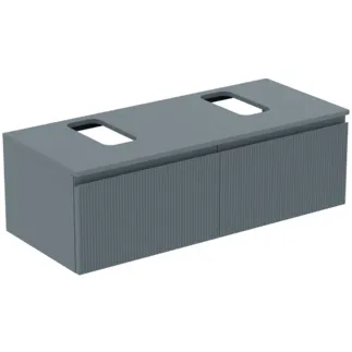 IDEAL STANDARD FINESSE - toaletní skříňka 1202x505x378 mm v jasanově modré matné barvě, 2 zásuvky - bez úchytky, s plným výsuvem, SoftClosing, předem smontovaná, dřevo z udržitelných zdrojů #E3494UQ