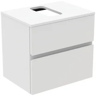 IDEAL STANDARD FINESSE - toaletní skříňka 602x440x558 mm v bílém matném laku, 2 zásuvky - bez úchytky, s plným výsuvem, SoftClosing, předem smontovaná, dřevo z udržitelných zdrojů #E3476Y1 - Bílá matná