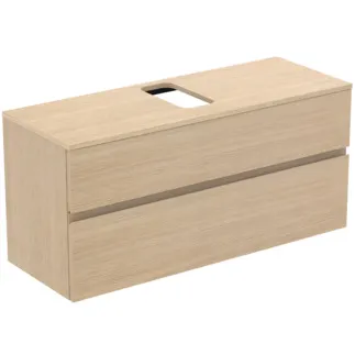 IDEAL STANDARD FINESSE - toaletní skříňka 1202x440x558 mm, bílý dub, 2 zásuvky - bez úchytky, plný výsuv, SoftClosing, předmontováno, dřevo z udržitelných zdrojů #E3479US