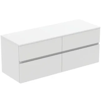 IDEAL STANDARD FINESSE - toaletní skříňka 1402x505x558 mm v bílém matném laku, 4 zásuvky - bez úchytky, s plným výsuvem, SoftClosing, předem smontovaná, dřevo z udržitelných zdrojů #E3441Y1 - bílá matná