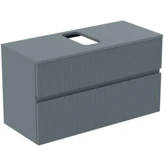 IDEAL STANDARD FINESSE - toaletní skříňka 1002x440x558 mm v jasanově modré matné barvě, 2 zásuvky - bez úchytky, s plným výsuvem, SoftClosing, předem smontovaná, dřevo z udržitelných zdrojů #E3478UQ
