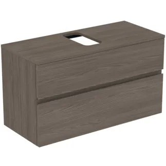 IDEAL STANDARD FINESSE - toaletní skříňka 1002x440x558 mm v tmavém jilmu, 2 zásuvky - bez úchytky, s plným výsuvem, SoftClosing, předem smontovaná, dřevo z udržitelných zdrojů #E3478UR
