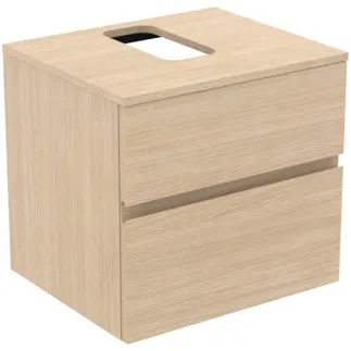 IDEAL STANDARD FINESSE - toaletní skříňka 602x505x558 mm, bílý dub, 2 zásuvky - bez úchytky, plnovýsuv, SoftClosing, předmontováno, dřevo z udržitelných zdrojů #E3496US