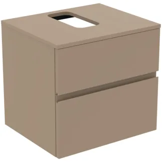 IDEAL STANDARD FINESSE - toaletní skříňka 602x505x558 mm v béžové matné barvě, 2 zásuvky - bez úchytky, s plným výsuvem, SoftClosing, předem smontovaná, dřevo z udržitelných zdrojů #E3496UP