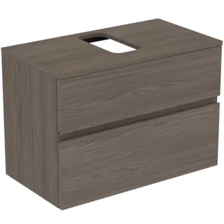IDEAL STANDARD FINESSE - toaletní skříňka 802x440x558 mm v tmavém jilmu, 2 zásuvky - bez úchytky, s plným výsuvem, SoftClosing, předem smontovaná, dřevo z udržitelných zdrojů #E3477UR