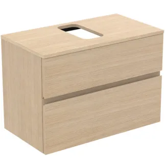 IDEAL STANDARD FINESSE - toaletní skříňka 802x440x558 mm, bílý dub, 2 zásuvky - bez úchytky, plnovýsuv, SoftClosing, předmontováno, dřevo z udržitelných zdrojů #E3477US