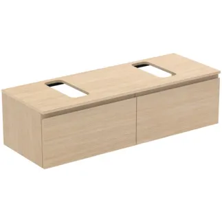 IDEAL STANDARD FINESSE - toaletní skříňka 1402x505x378 mm, bílý dub, 2 zásuvky - bez úchytky, plnovýsuv, SoftClosing, předmontováno, dřevo z udržitelných zdrojů #E3495US