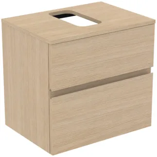 IDEAL STANDARD FINESSE - toaletní skříňka 602x440x558 mm, bílý dub, 2 zásuvky - bez úchytky, plnovýsuv, SoftClosing, předmontováno, dřevo z udržitelných zdrojů #E3476US