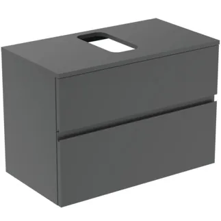 IDEAL STANDARD FINESSE - toaletní skříňka 802x440x558 mm, antracitově matný lak, 2 zásuvky - bez úchytky, s plným výsuvem, SoftClosing, předem smontovaná, dřevo z udržitelných zdrojů #E3477Y2 - antracitově matný