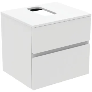 IDEAL STANDARD FINESSE - toaletní skříňka 602x505x558 mm v bílém matném laku, 2 zásuvky - bez úchytky, s plným výsuvem, SoftClosing, předem smontovaná, dřevo z udržitelných zdrojů #E3496Y1 - Bílá matná
