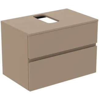 IDEAL STANDARD FINESSE - toaletní skříňka 802x505x558 mm v béžové matné barvě, 2 zásuvky - bez úchytky, s plným výsuvem, SoftClosing, předem smontovaná, dřevo z udržitelných zdrojů #E3498UP