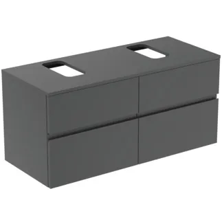 IDEAL STANDARD FINESSE - toaletní skříňka 1202x505x558 mm v antracitově matném laku, 4 zásuvky - bez úchytky, s plným výsuvem, SoftClosing, předem smontovaná, dřevo z udržitelných zdrojů #E3506Y2 - antracitově matná
