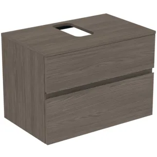 IDEAL STANDARD FINESSE - toaletní skříňka 802x505x558 mm v tmavém jilmu, 2 zásuvky - bez úchytky, s plným výsuvem, SoftClosing, předem smontovaná, dřevo z udržitelných zdrojů #E3498UR