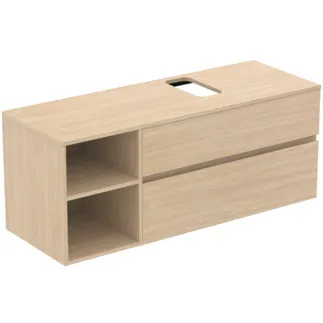 IDEAL STANDARD FINESSE - toaletní skříňka 1402x505x558 mm, bílý dub, 2 zásuvky - bez úchytky, plnovýsuv, SoftClosing, předmontováno, dřevo z udržitelných zdrojů #E3505US