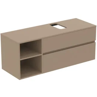 IDEAL STANDARD FINESSE - toaletní skříňka 1402x505x558 mm v béžové matné barvě, 2 zásuvky - bez úchytky, s plným výsuvem, SoftClosing, předem smontovaná, dřevo z udržitelných zdrojů #E3505UP