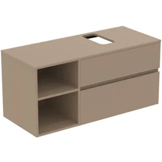 IDEAL STANDARD FINESSE - toaletní skříňka 1202x505x558 mm v béžové matné barvě, 2 zásuvky - bez úchytky, s plným výsuvem, SoftClosing, předem smontovaná, dřevo z udržitelných zdrojů #E3508UP